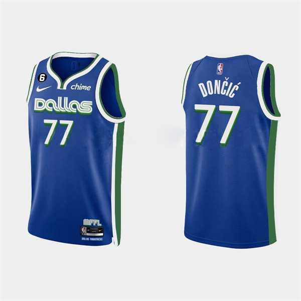 Mens Dallas Mavericks #77 Luka Doncic Blue Stitched Basketball Jersey Dzhi